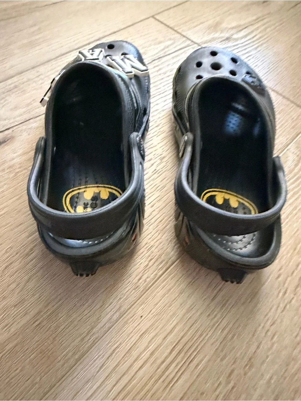 Kids Black Batman Crocs Sandals - Lightweight Play Shoes Size 11